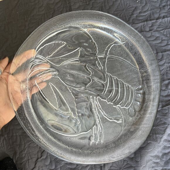 14 Inch Lobster Plate Clear Glass Serving Platter Crystal Dinner Serverware:Used - Picture 3 of 4
